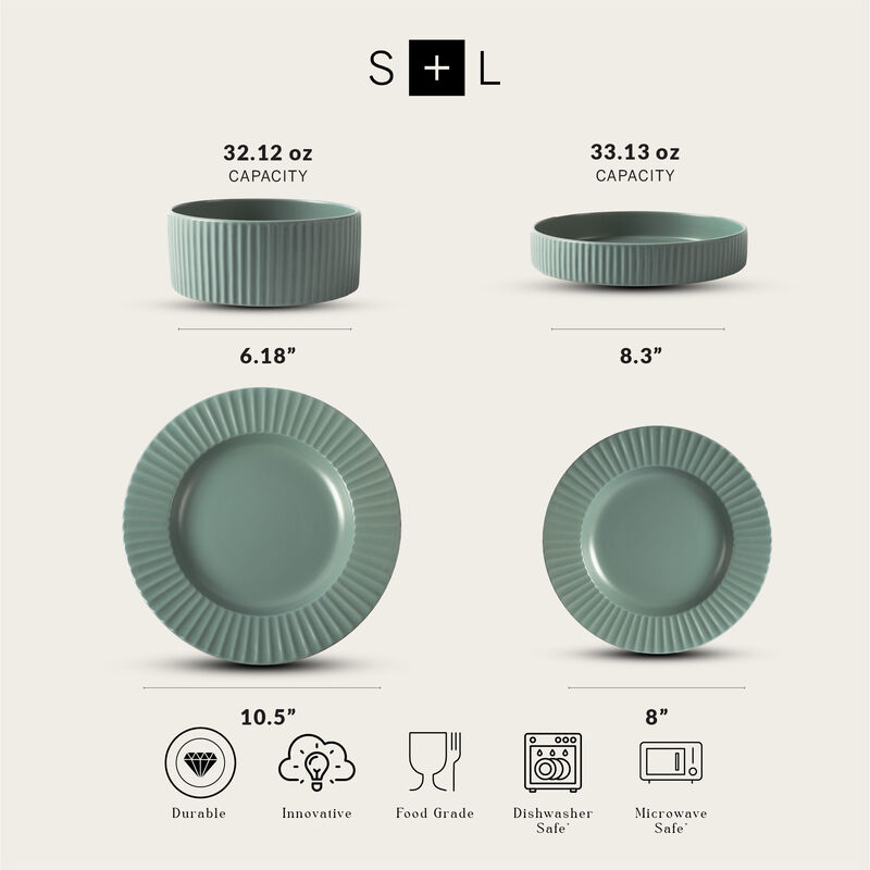 Christian Siriano Lusso Stoneware 16 Piece Dinnerware Set