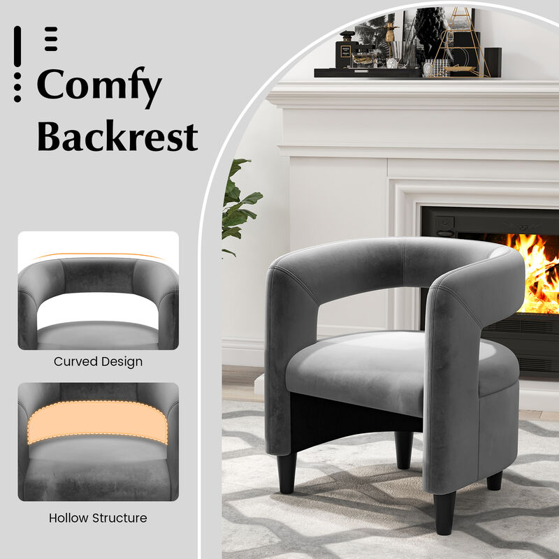 Comfy Accent Armchair with Footrest-Grey