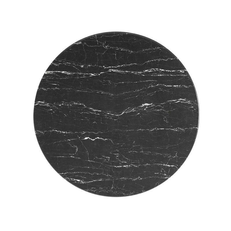 Modway - Lippa 36" Round Artificial Marble Dining Table Black Black