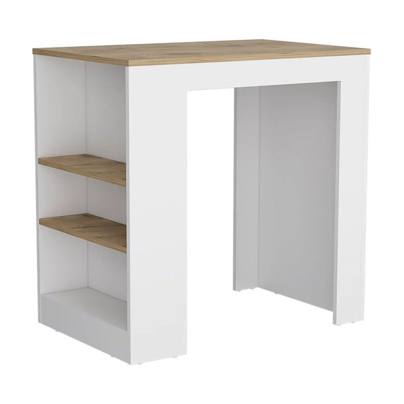 Streamdale Highlands Kitchen Island With Storage Base In White And Macadamia