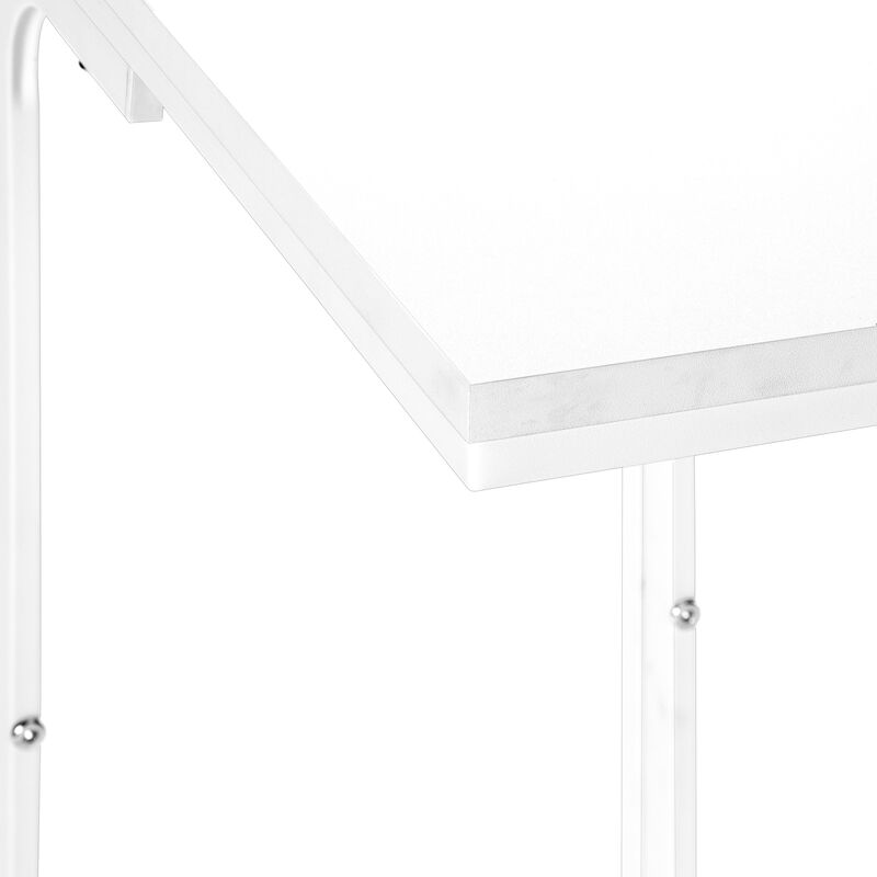 Monarch Specialties I 3478 Accent Table, C-shaped, End, Side, Snack, Living Room, Bedroom, Metal, Laminate, White, Contemporary, Modern