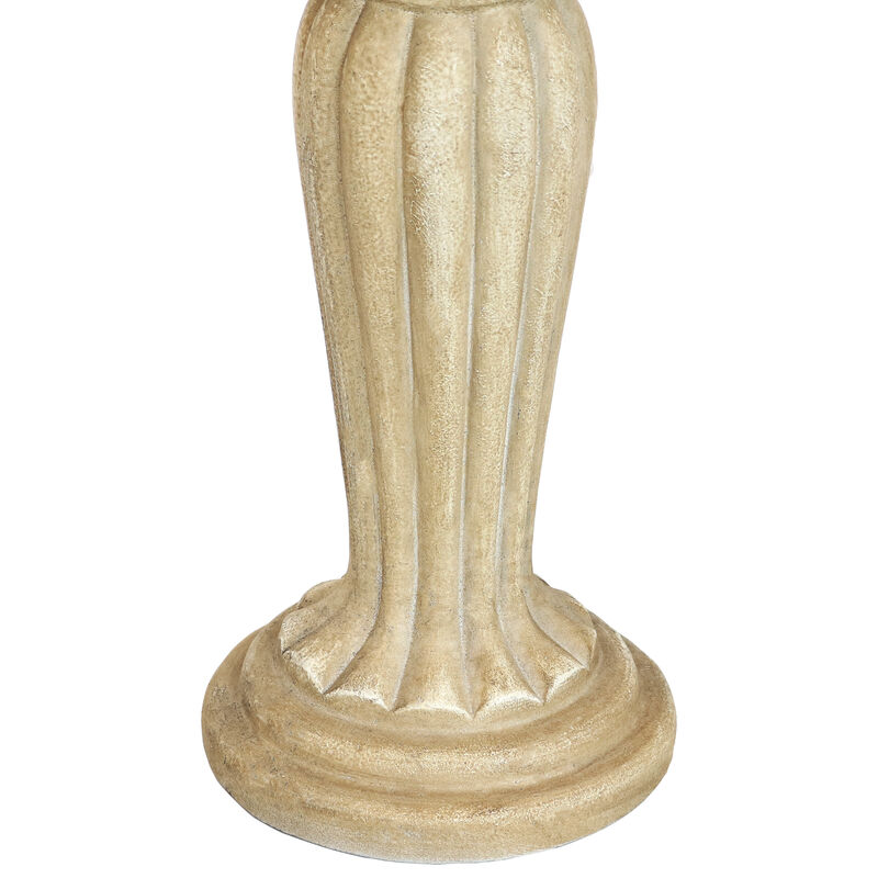 Sunnydaze Grecian Glass Fiber Reinforced Concrete Bird Bath - 16 in - Cream