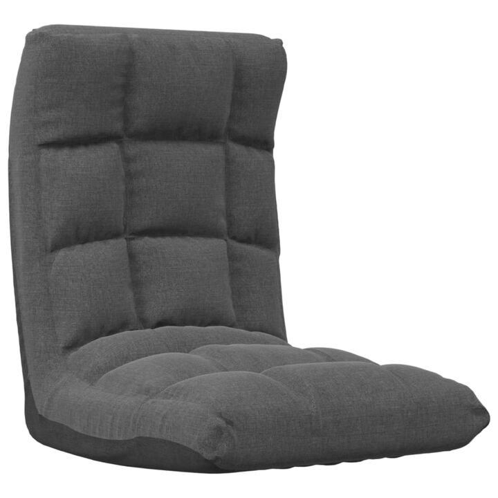 vidaXL Folding Floor Chair Dark Gray Fabric