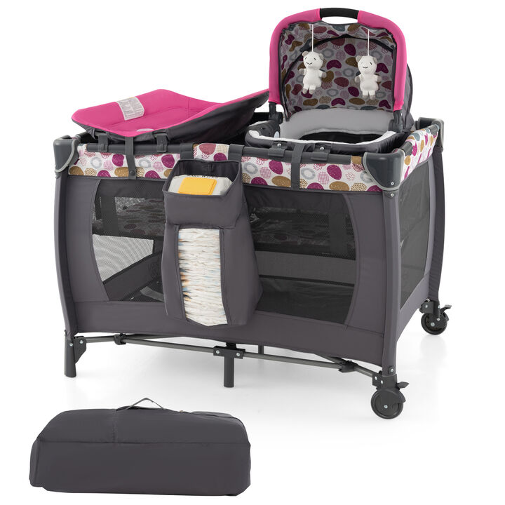 4-in-1 Convertible Portable Baby Playard Newborn Napper with Music and Toys