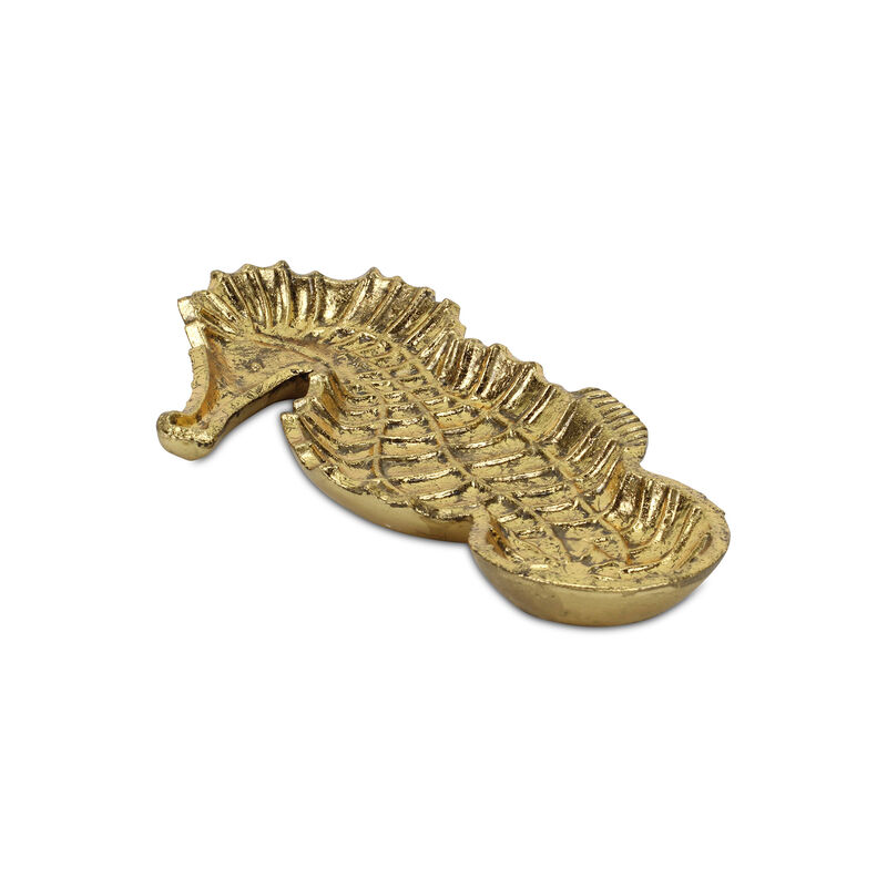 10.25" Ceili Golden Cast Iron Sea Horse Tray