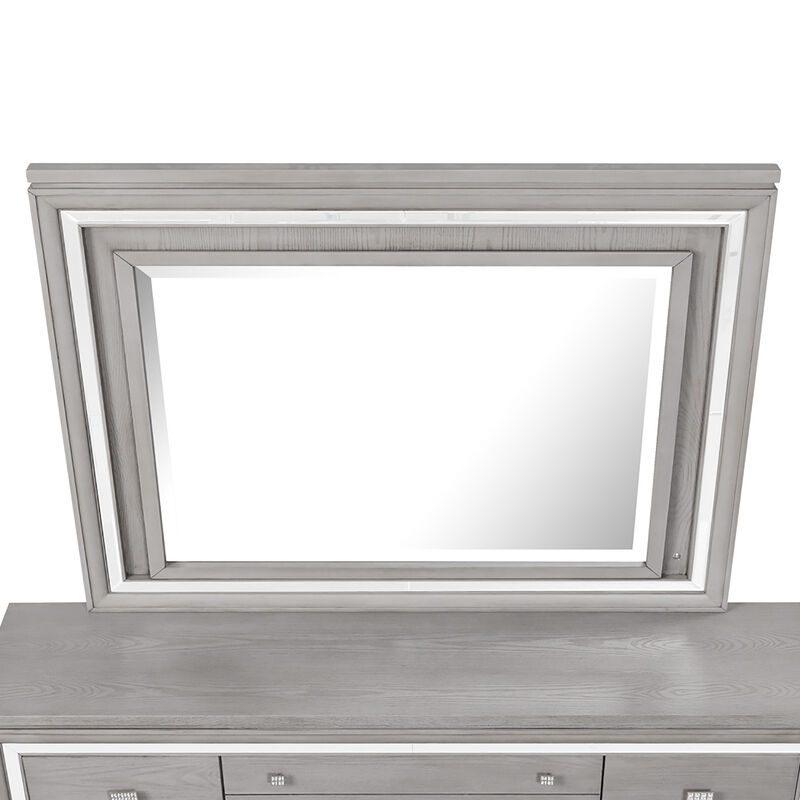 Padua 49 in. W x 40 in. H Rectangle Framed Washed Gray Dresser Mirror