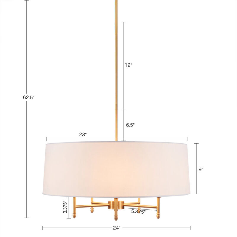 Presidio 5-Light White Drum Shade Chandelier
