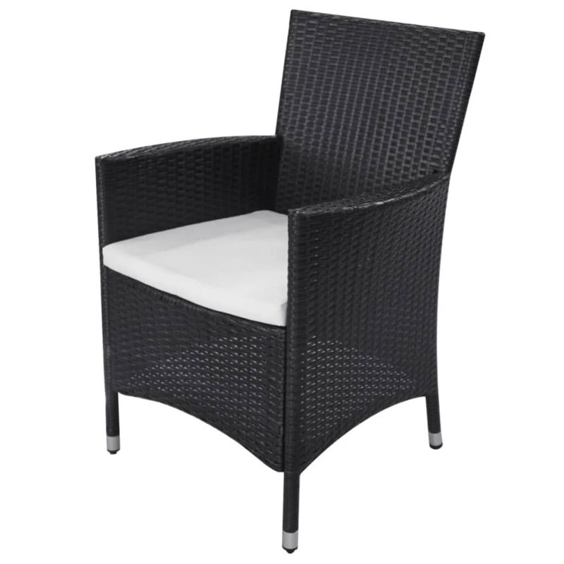 vidaXL 11 Piece Outdoor Dining Set with Cushions Poly Rattan Black
