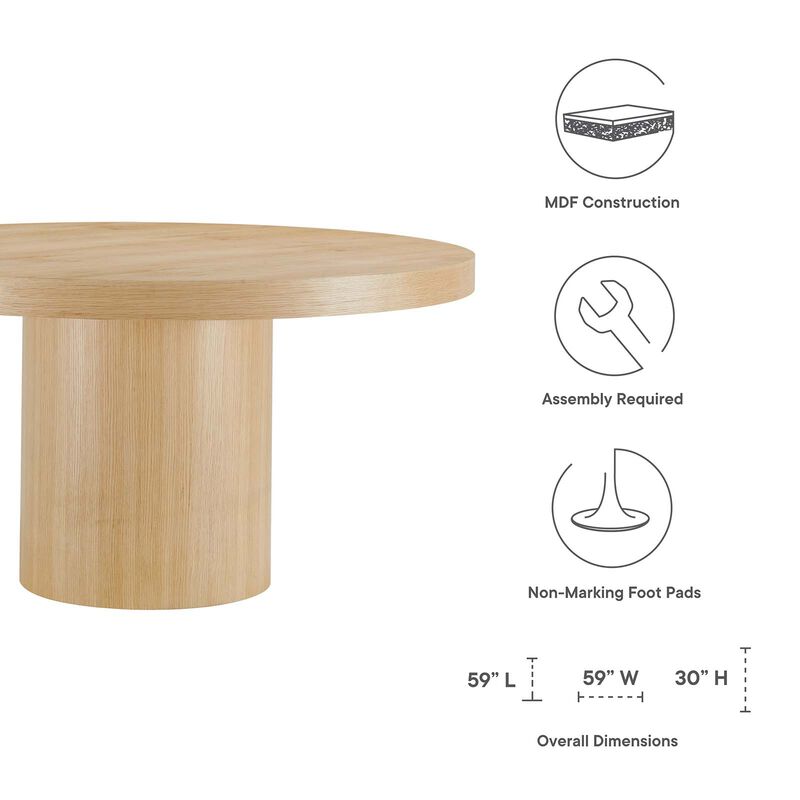 Modway - Gratify 60" Round Dining Table Oak