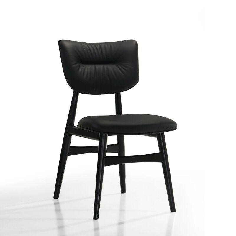 Omax Decor Joss Solid Wood Leather Dining Chairs in Black (Set of 2)