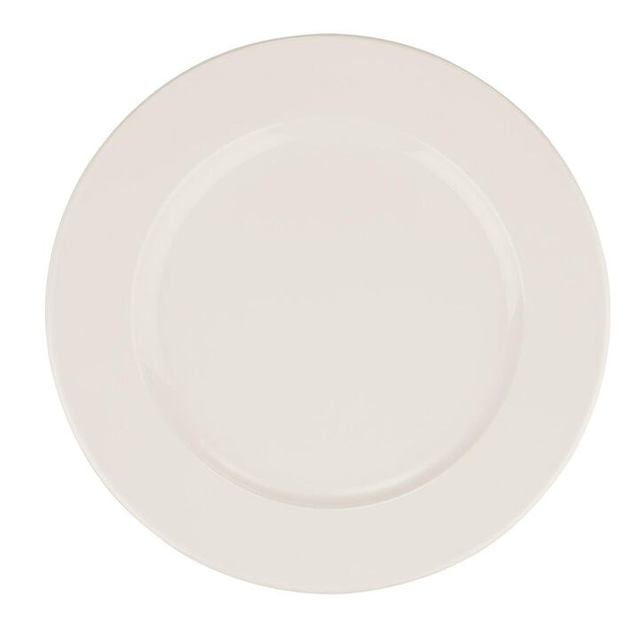 Banquet dia.11.75" Round Warm White Porcelain Plate (Set of 4)