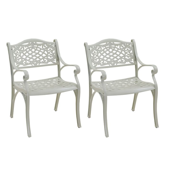 MOMDAWE Cast Aluminum Stationary Dining Chairs Outdoor Dining Armchair（Set of 2）