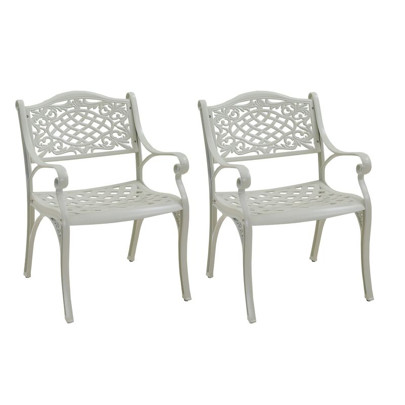 MOMDAWE Cast Aluminum Stationary Dining Chairs Outdoor Dining Armchair（Set of 2）