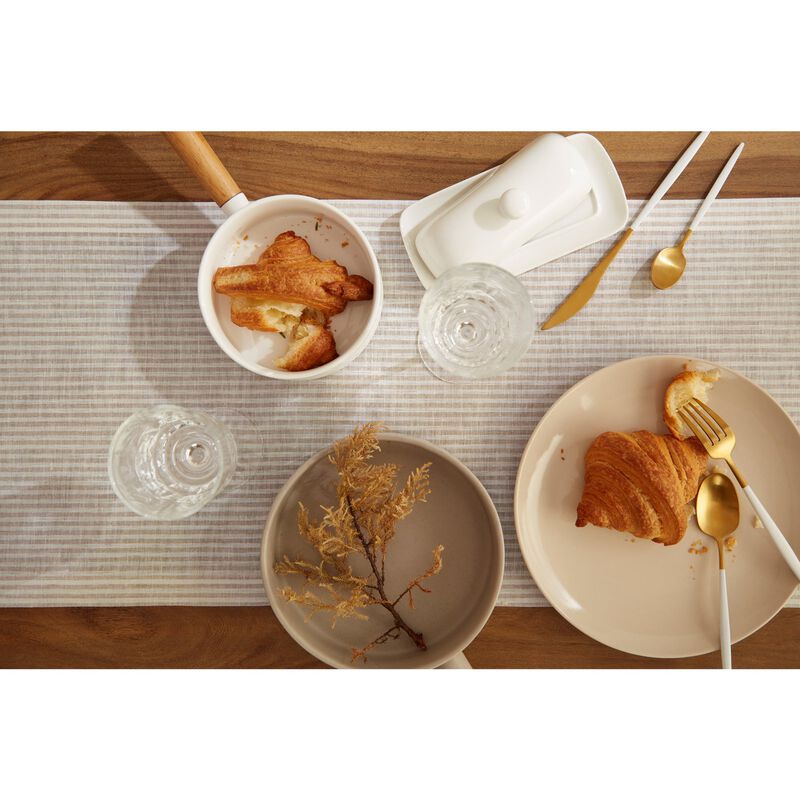 Solino Home 100% Pure Linen Table Runner 14 x 90 Inch | Narrow Stripe
