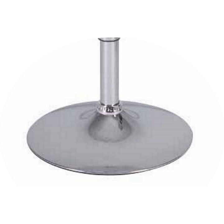 34-44 Inch Classic Bar Table, Adjustable Height Stainless Steel Base, White-Benzara