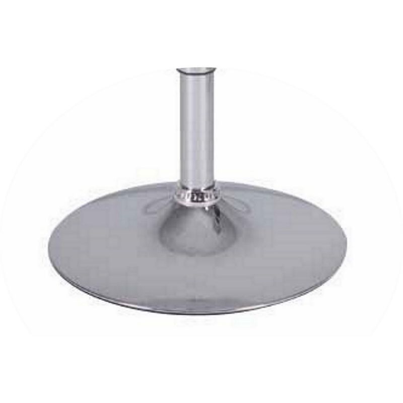 34-44 Inch Classic Bar Table, Adjustable Height Stainless Steel Base, White-Benzara