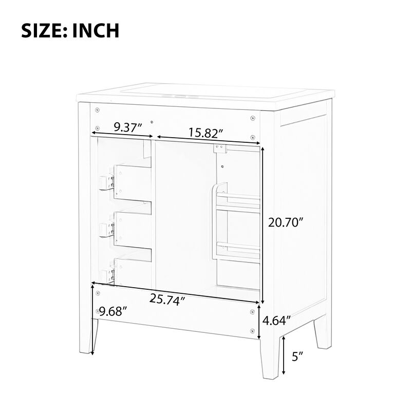 P PURLOVE Bathroom Furniture Vanity with Sink Combo