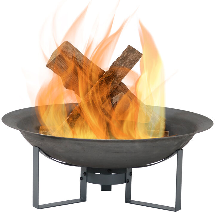 Sunnydaze 24 in Modern Cast Iron Fire Pit Bowl with Stand - Black