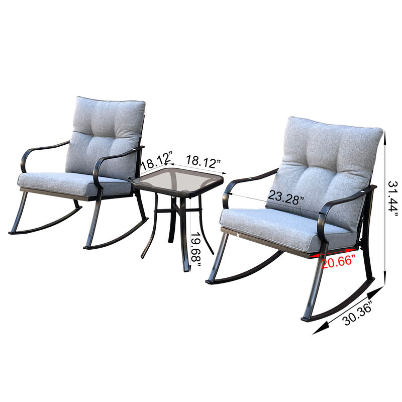 Rocker S Chair And Teapoy Medium Grey