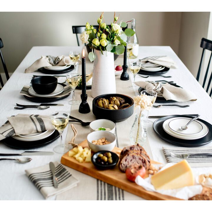 Solino Home 100% Pure Linen Table Runner | Farmhouse