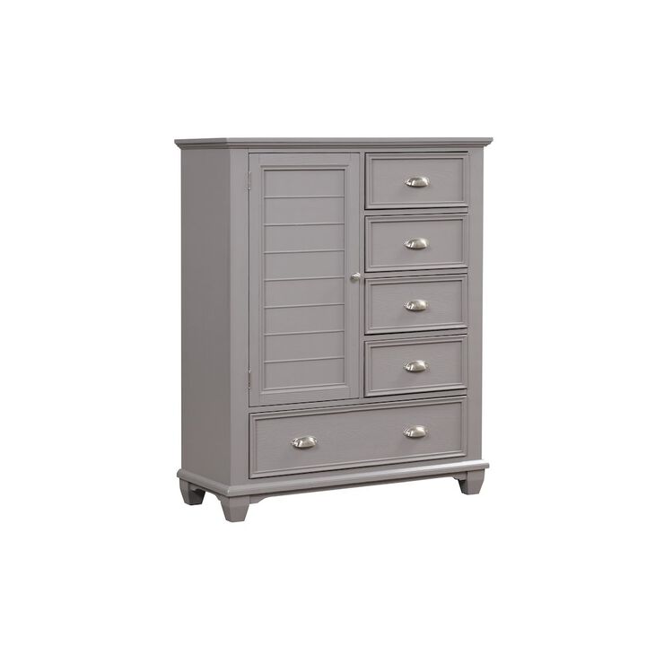 New Classic Furniture Jamestown Wood 5-Drawer Door Chest, Gray