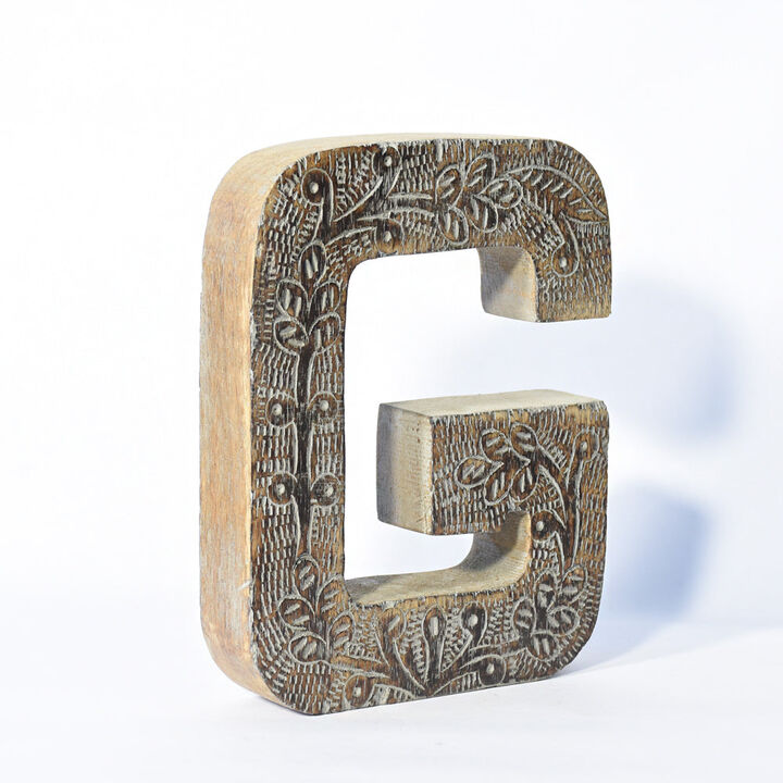 Vintage Gray Handmade Eco-Friendly "G" Alphabet Letter Block For Wall Mount & Table Top D�cor