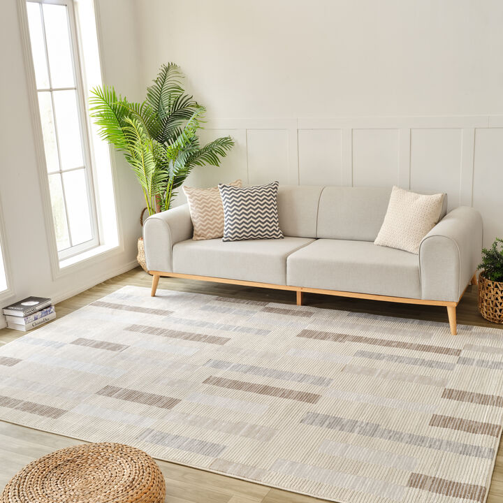 Nomad Abstract Modern Beige Brown Indoor Area Rug
