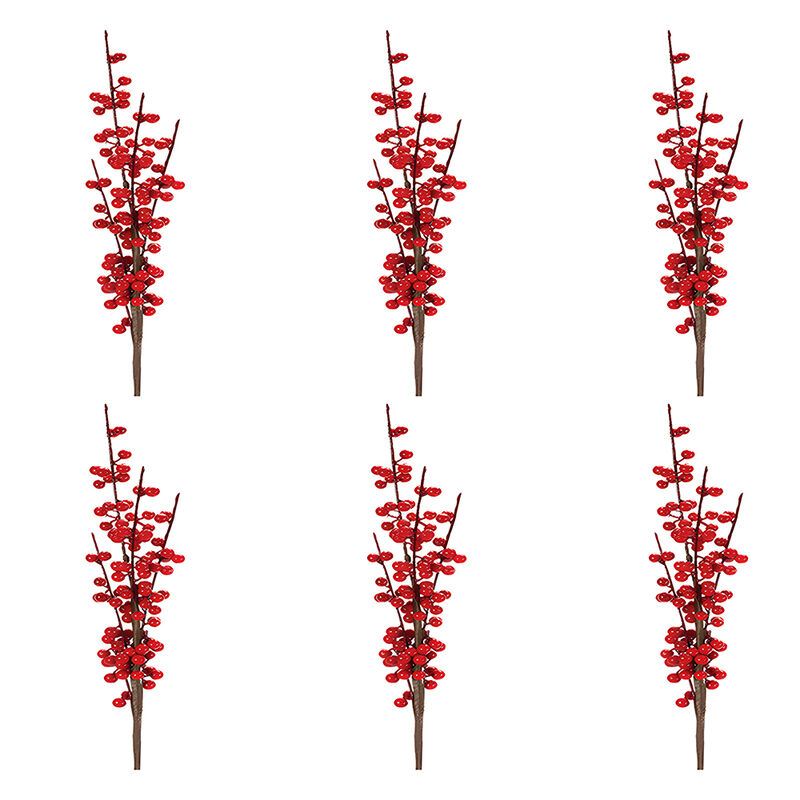 6 Ilex Berry Stems – Foam Holiday and Christmas Decorations for Home, Tabletop, and Seasonal Display