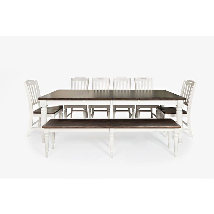 Jofran Orchard Park Solid Rubberwood 96 Eight-Piece Farmhouse Dining Set with Bench