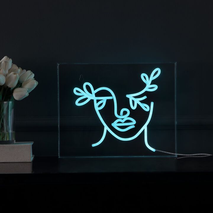 Teary Face 13.7" X 10.9" Contemporary Glam Acrylic Box USB Operated LED Neon Light