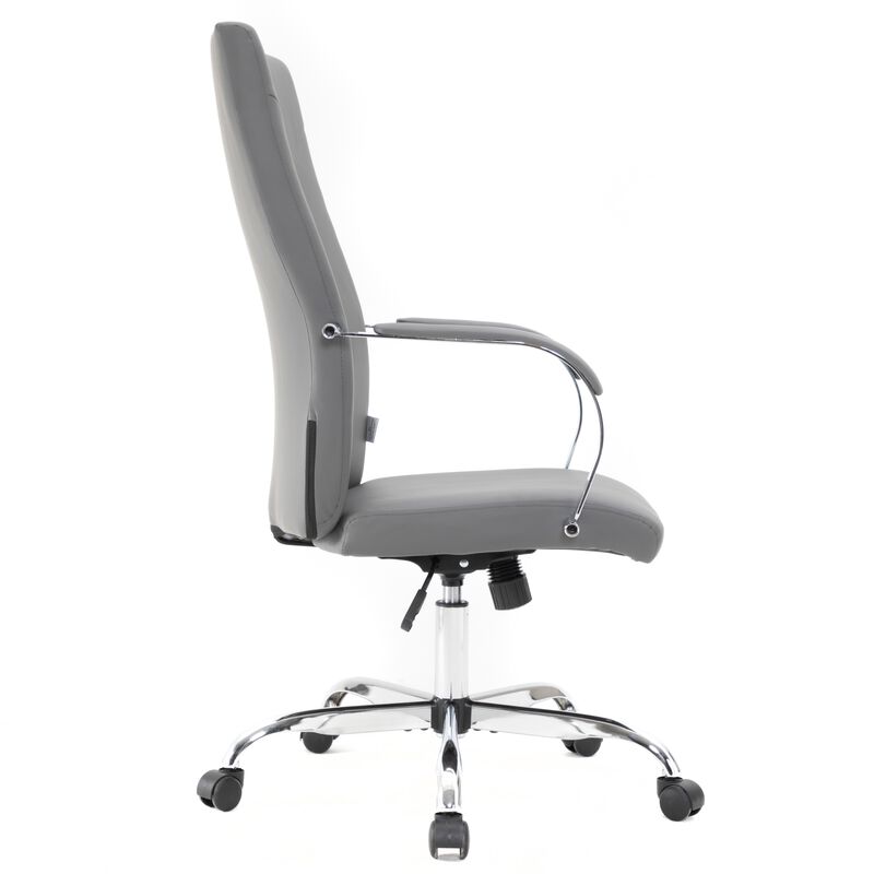 LeisureMod Sonora Modern High-Back Tall Adjustable Height Leather Conference Office Chair with Tilt & 360 Degree Swivel