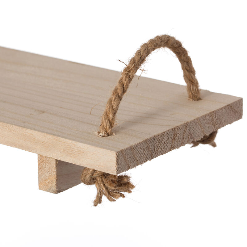 Decorative Natural Wood Rectangular Tray Serving Board with Rope Handles