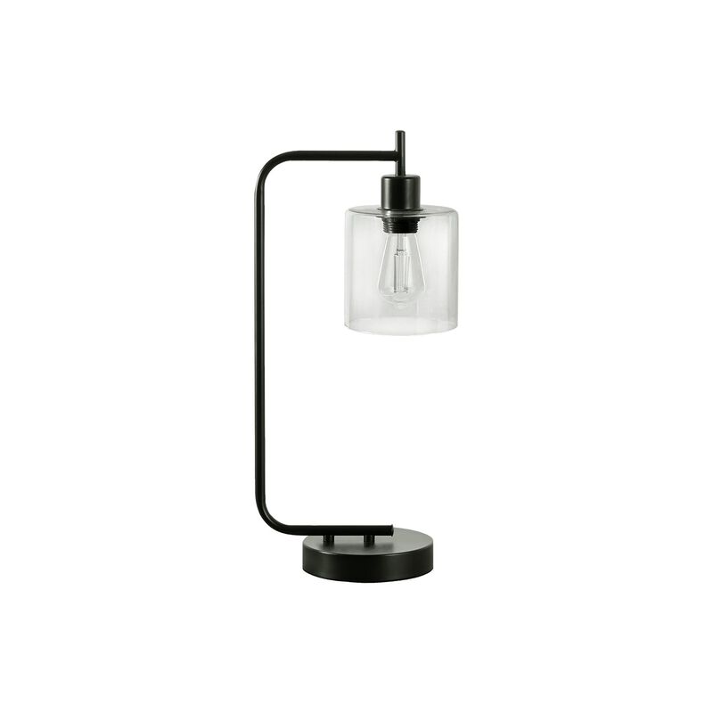 Monarch Specialties I 9637 - Lighting, 20"H, Table Lamp, Usb Port Included, Black Metal, Glass Shade, Modern