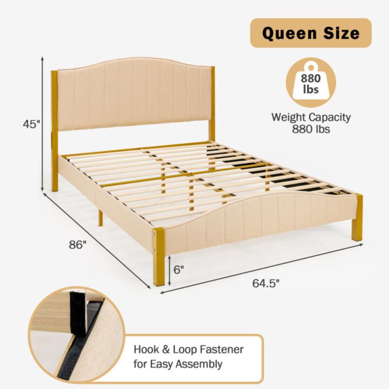 Hivvago Upholstered Bed Frame with Quilted Headboard