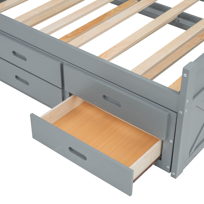 Merax Wooden Platform Bed with Trundle  and 3 Drawers