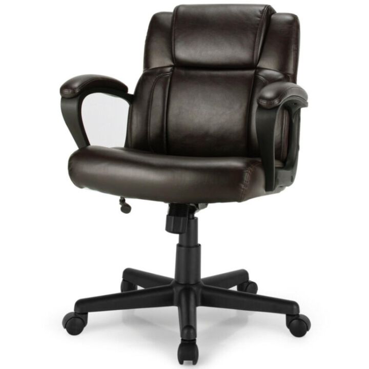 Hivvago Adjustable Leather Executive Office Chair Computer Desk Chair with Armrest