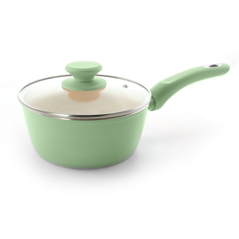 Gibson Home Plaza Cafe 7 Piece Essential Core Aluminum Cookware Set in Mint