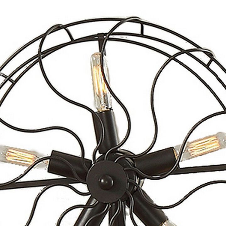 Quinn 26 Inch Accent Table Lamp, Vintage Fan Design, Antique Bronze - Benzara