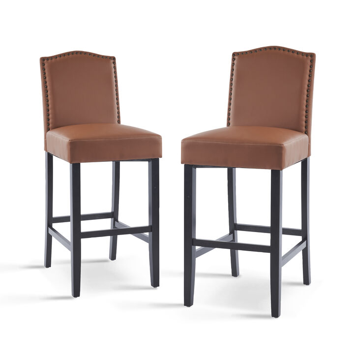 Merax Counter Height Upholstered Bar Stools 2PCS