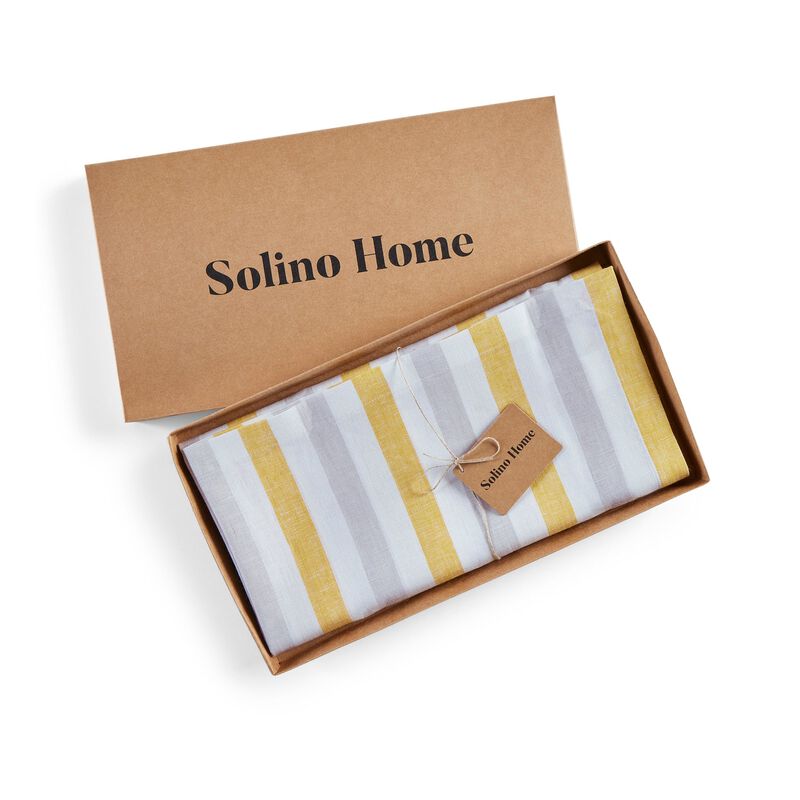 Solino Home 100% Pure Linen Tablecloth | Sorento Stripe