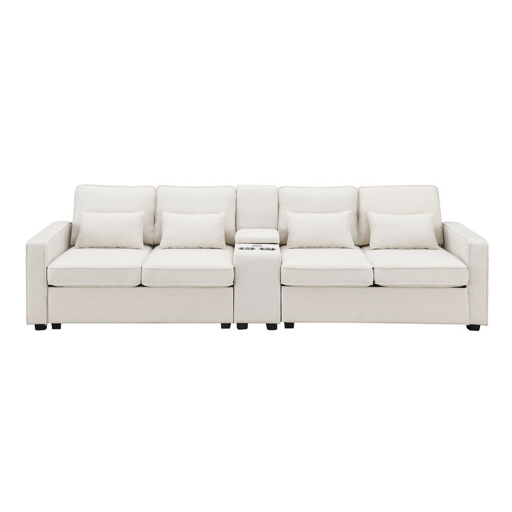 Merax Upholstered Sectional Sofa with Console