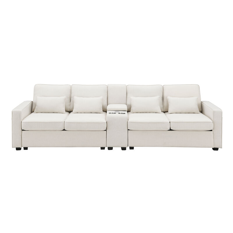 Merax Upholstered Sectional Sofa with Console