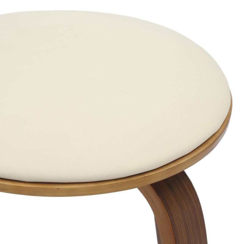 LeisureMod Pelya Modern Swivel Counter Stool Upholstered in Leather in Taupe