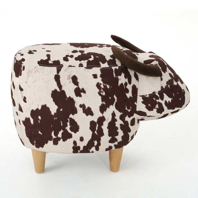 Adorable Cow-Shaped Velvet Ottoman for Kids