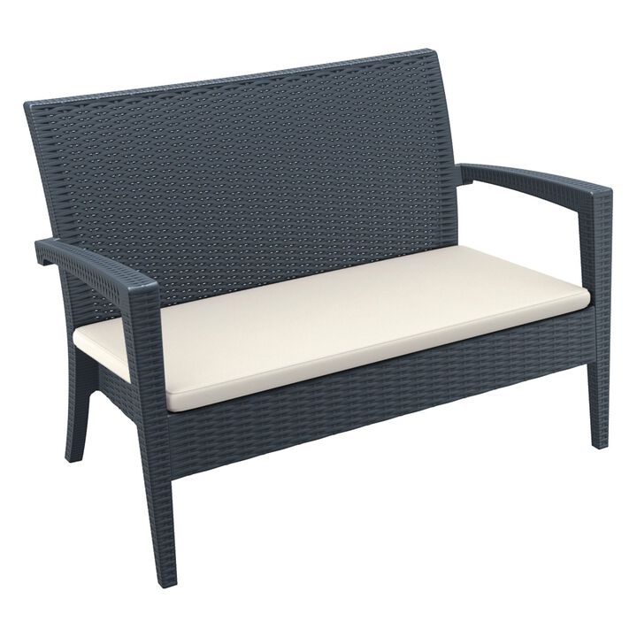 35" White Outdoor Patio Loveseat with Sunbrella Cushion
