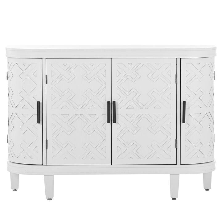 Merax Accent Storage Cabinet Sideboard Wooden Cabinet with Antique Pattern Doors for Hallway