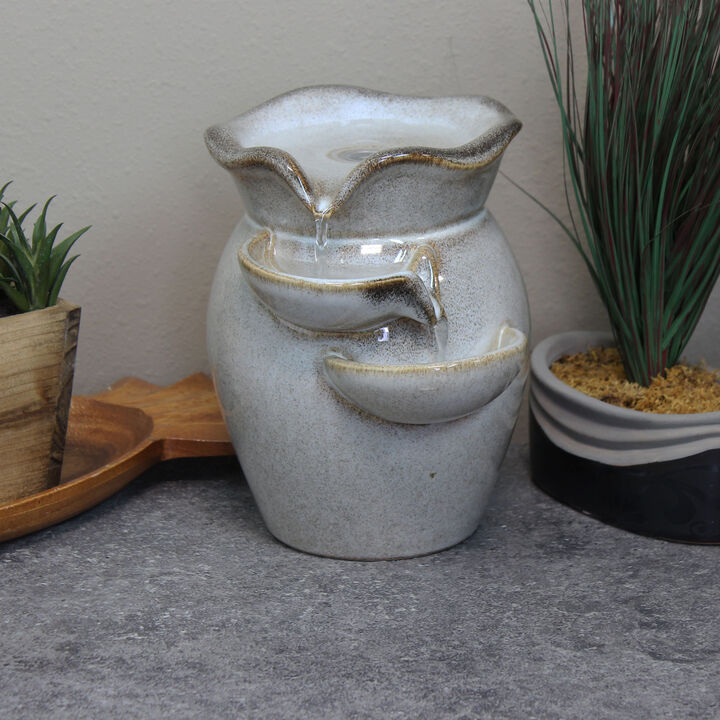 Sunnydaze Cascading Side Tiers Ceramic Indoor Water Fountain - 8 in