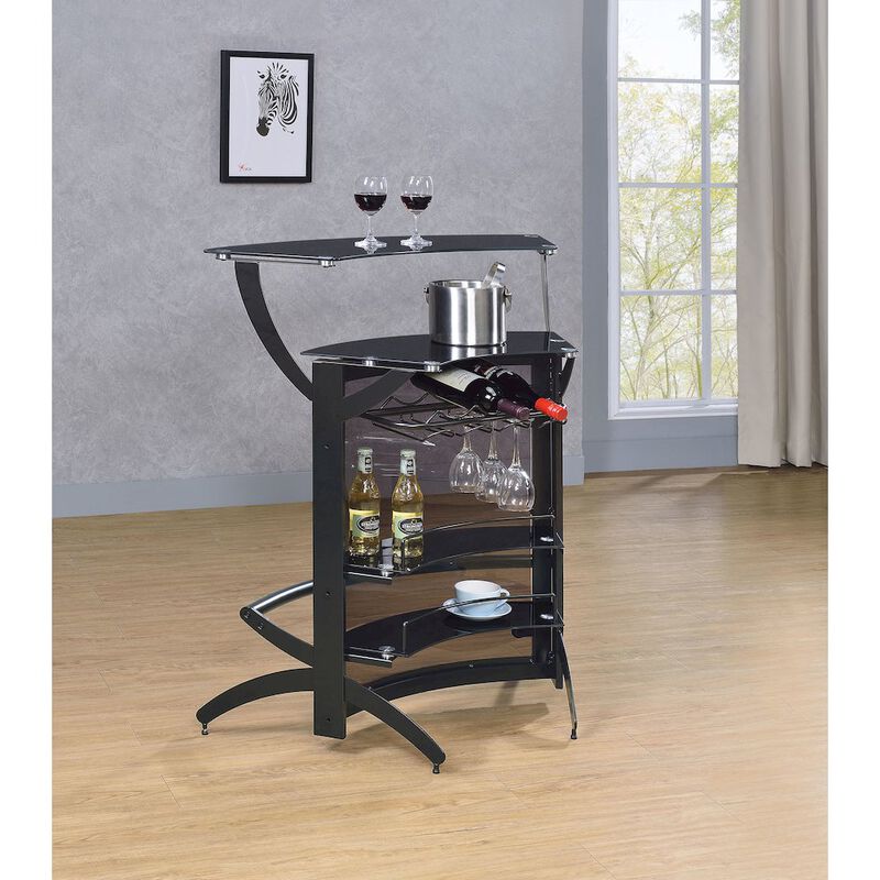Coaster Co. of America Dallas 2-shelf Curved Freestanding Home Bar Cabinet Black