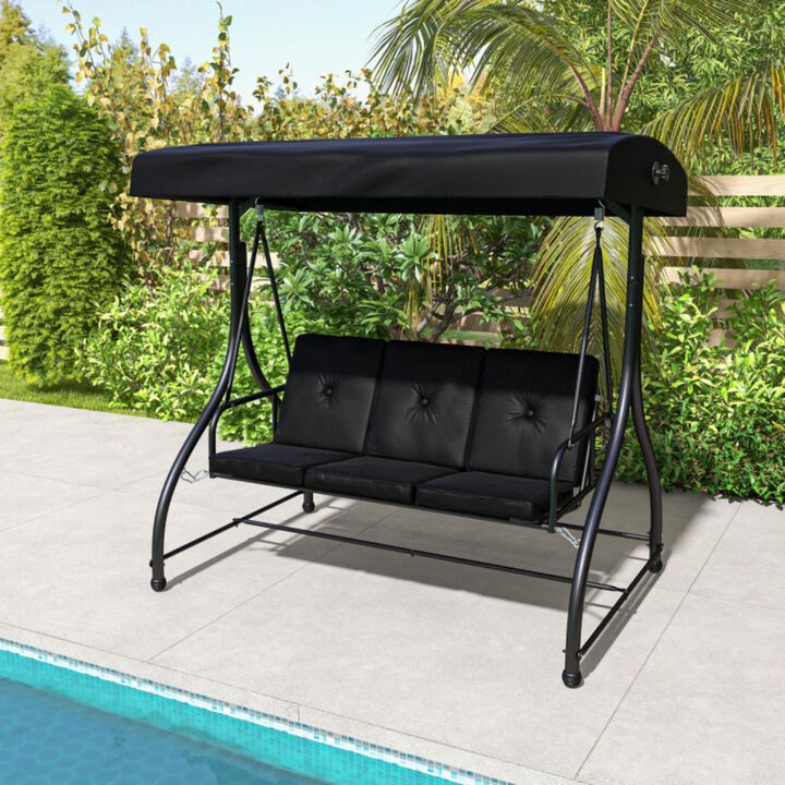 Hivvago 3 Seat Outdoor Porch Swing with Adjustable Canopy