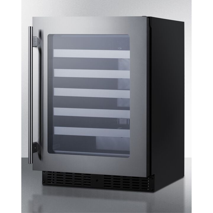 Summit ASDW2412 24 Inches Wide Built-In Wine Cellar, Black; ADA Compliant Design; Less Than 18 Inches Deep; Double Pane Tempered Glass Door; Temperature Memory Function; Reversible Door